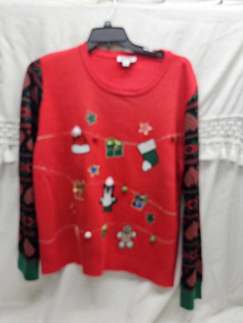 Feeling Festive Christmas Sweater Women’s XXL Red Holiday Penguin